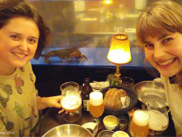 Photo of Elli Bleeker and Greta at dinner after Greta's invited talk at the University of Antwerp on 23.11.2016.